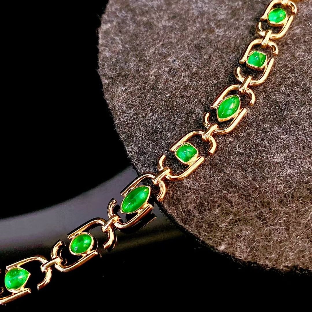 14k Gold 3.37 Ct Natural Emerald Bracelet - 5