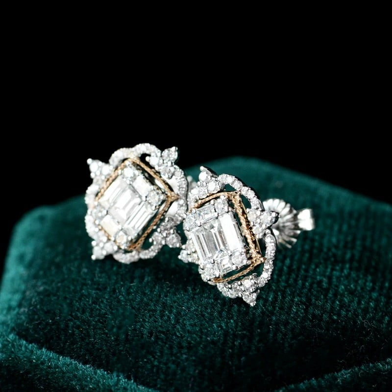 14k Gold 1.1 Ct Natural H Diamond Earrings - 2