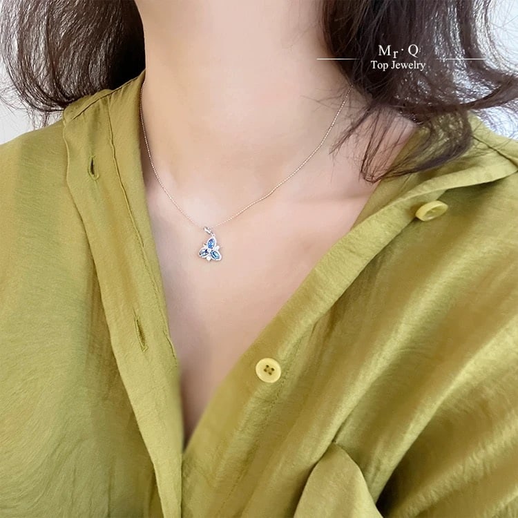 14k Gold 0.74 Ctw Natural Aquamarine & Diamond Pendant( Without Chain ) - 3