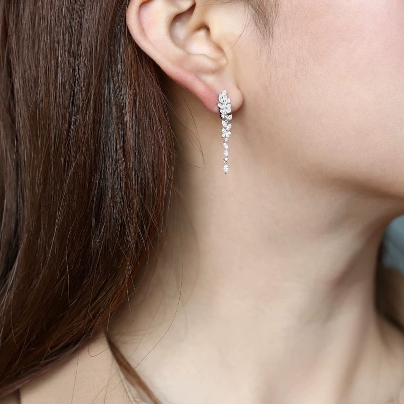 14k Gold 1.32 Ct Natural H Diamond Earrings - 3