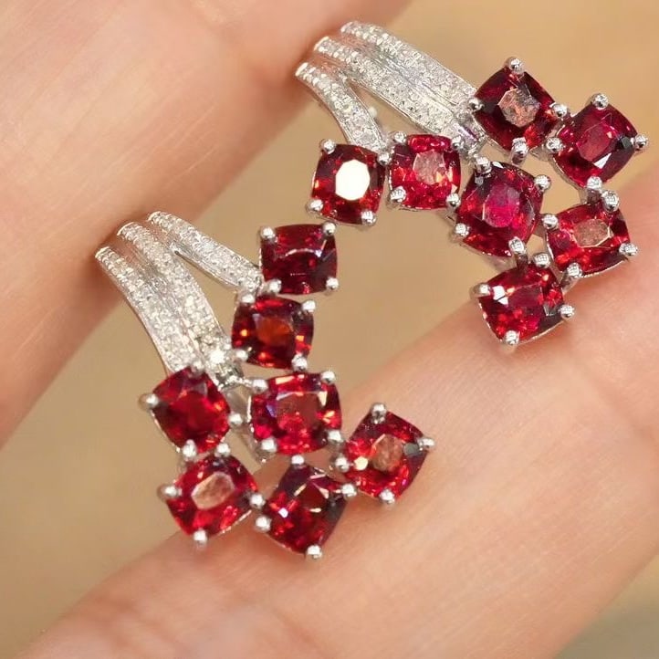 14k Gold 3.2 Ct Natural Spinel & Diamond Earrings - 2