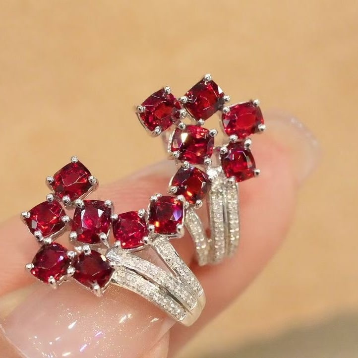 14k Gold 3.2 Ct Natural Spinel & Diamond Earrings - 3