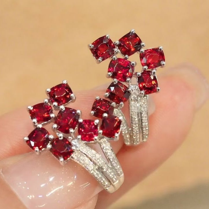 14k Gold 3.2 Ct Natural Spinel & Diamond Earrings - 4