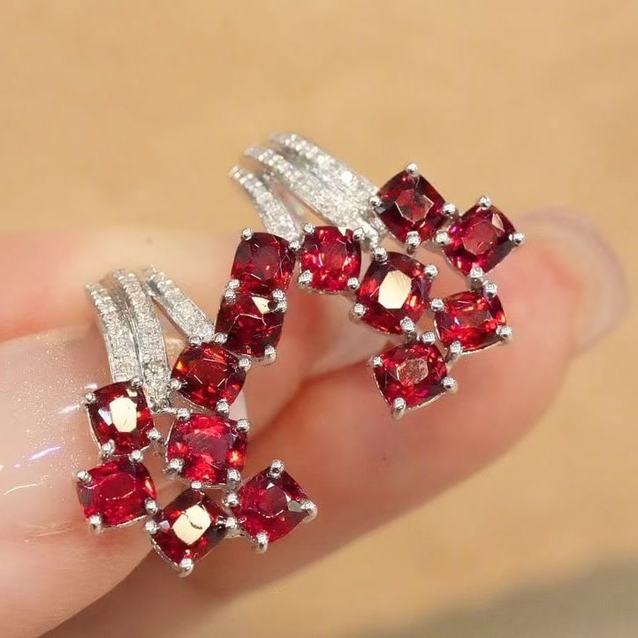 14k Gold 3.2 Ct Natural Spinel & Diamond Earrings - 5