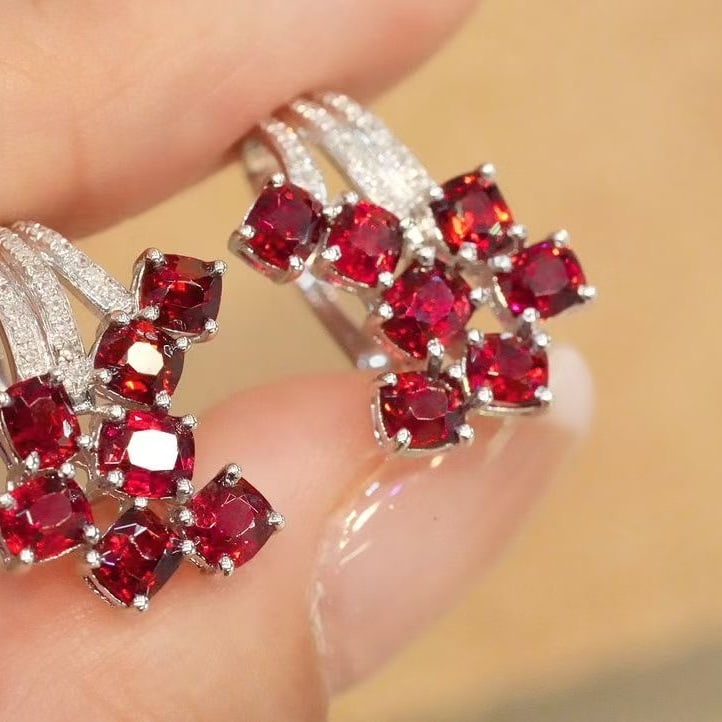 14k Gold 3.2 Ct Natural Spinel & Diamond Earrings - 6