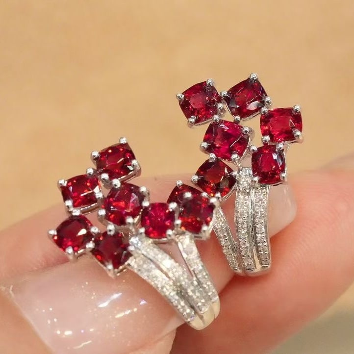14k Gold 3.2 Ct Natural Spinel & Diamond Earrings - 7