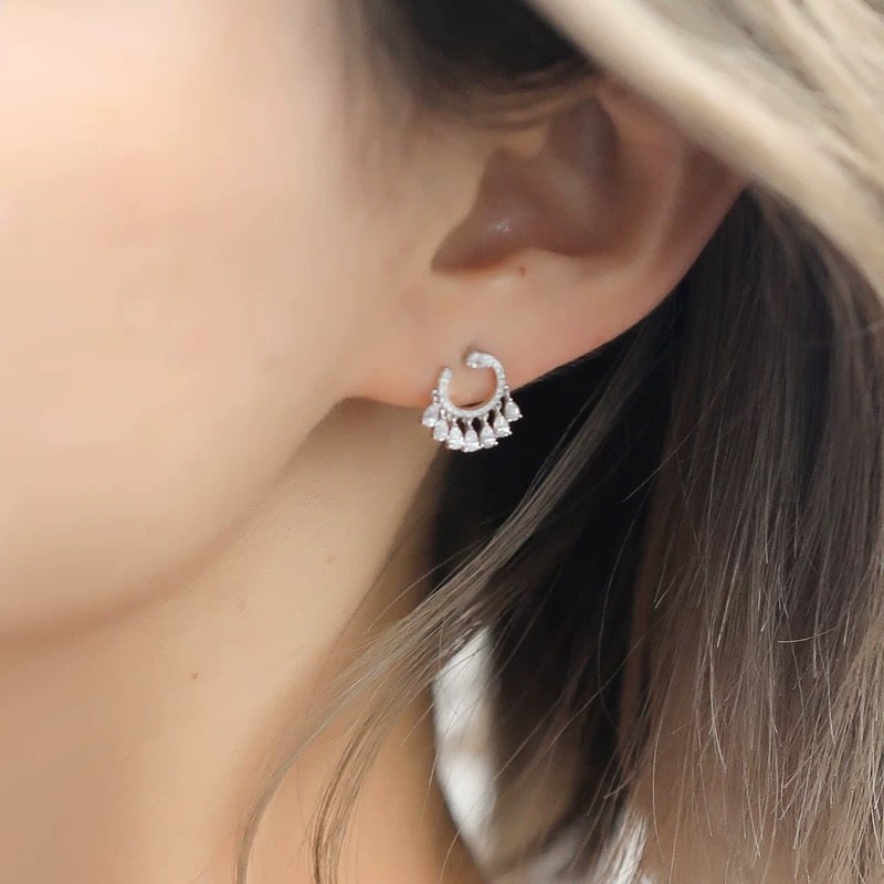 14k Gold 0.58 Ct Natural H Diamond Earrings - 2