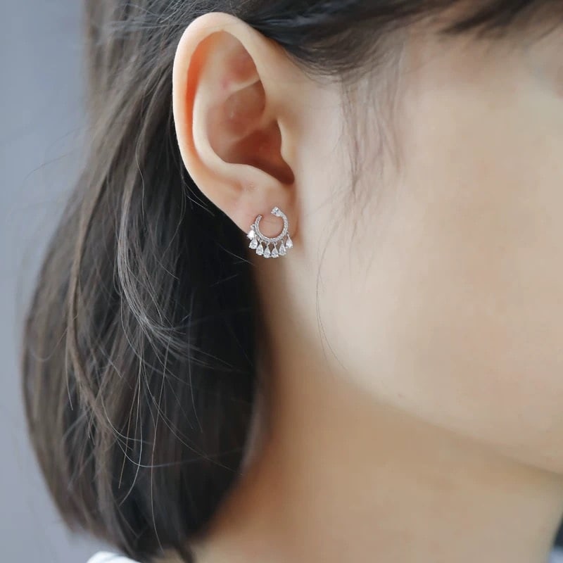 14k Gold 0.58 Ct Natural H Diamond Earrings - 3
