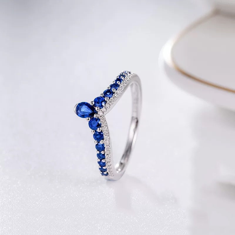 14k Gold 0.69 Ctw Natural Sapphire & Diamond Ring - 3