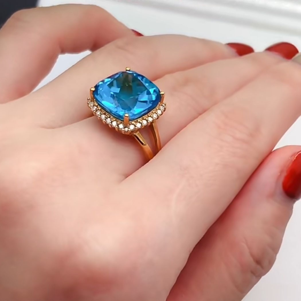 14k Gold 12.29 Ctw Natural Topaz & Diamond Ring - 3