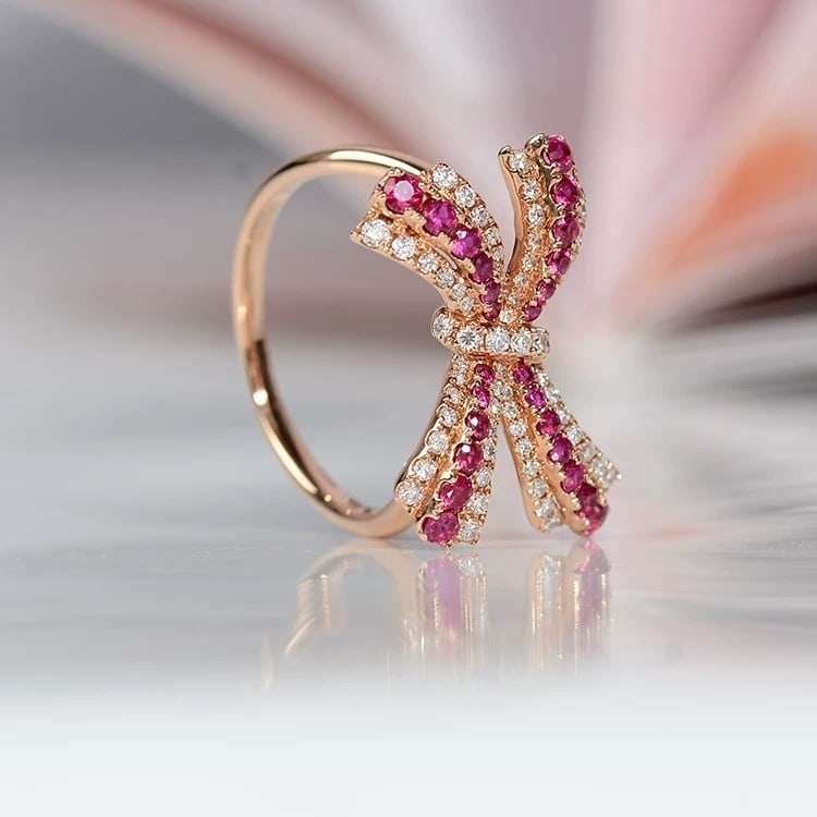 14k Gold 0.84 Ctw Natural Ruby & Diamond Ring - 2