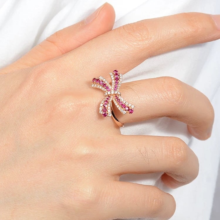 14k Gold 0.84 Ctw Natural Ruby & Diamond Ring - 3