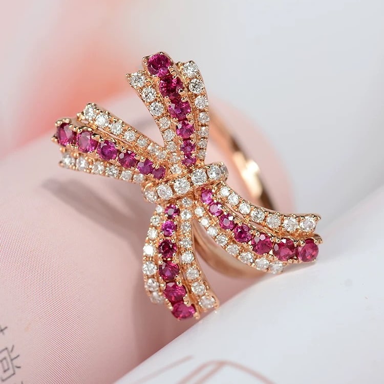 14k Gold 0.84 Ctw Natural Ruby & Diamond Ring - 4