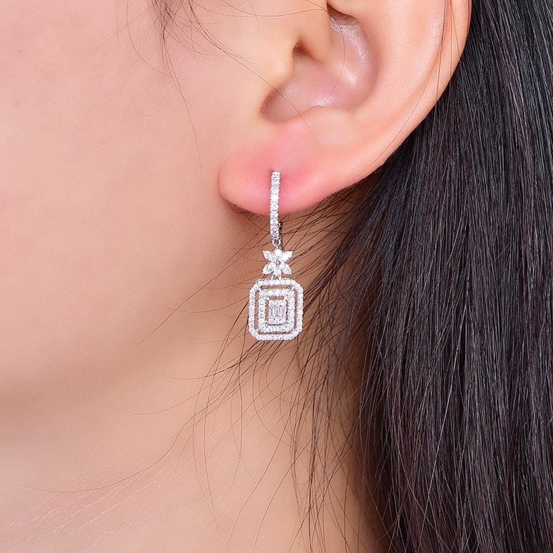 14k Gold 1 Ct Natural H Diamond Earrings - 2