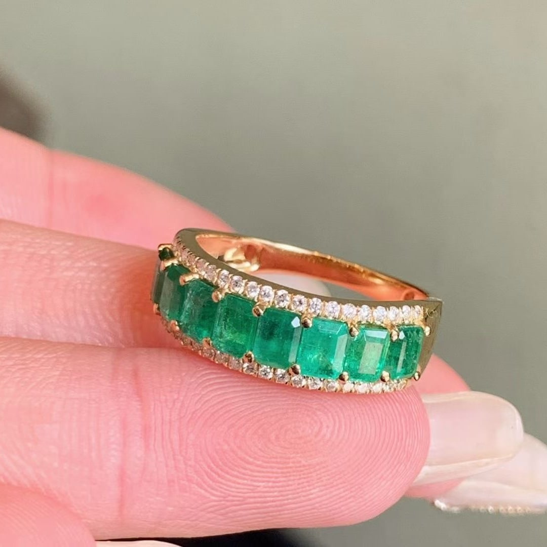 14k Gold 2.04 Ctw Natural Emerald & Diamond Ring - 2