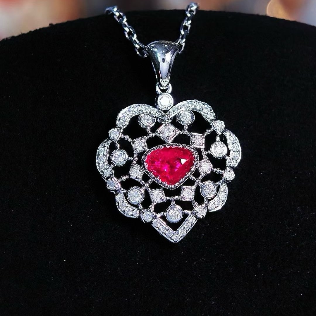 14k Gold 0.25 Ct Natural Ruby & Diamond Pendant( Without Chain ) (1 of 9)