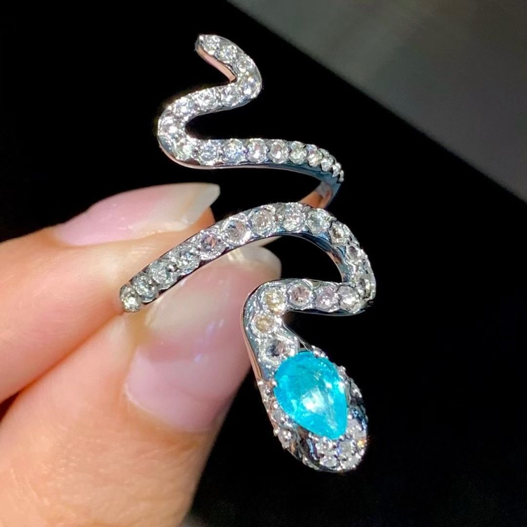 14k Gold 0.55 Ct Natural Paraiba Tourmaline & Diamond Ring - 2