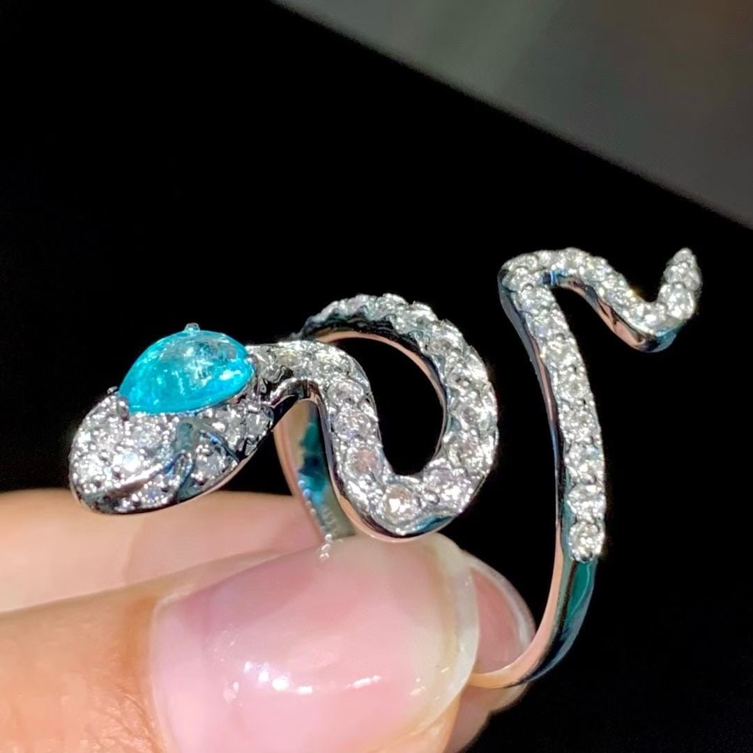 14k Gold 0.55 Ct Natural Paraiba Tourmaline & Diamond Ring - 3