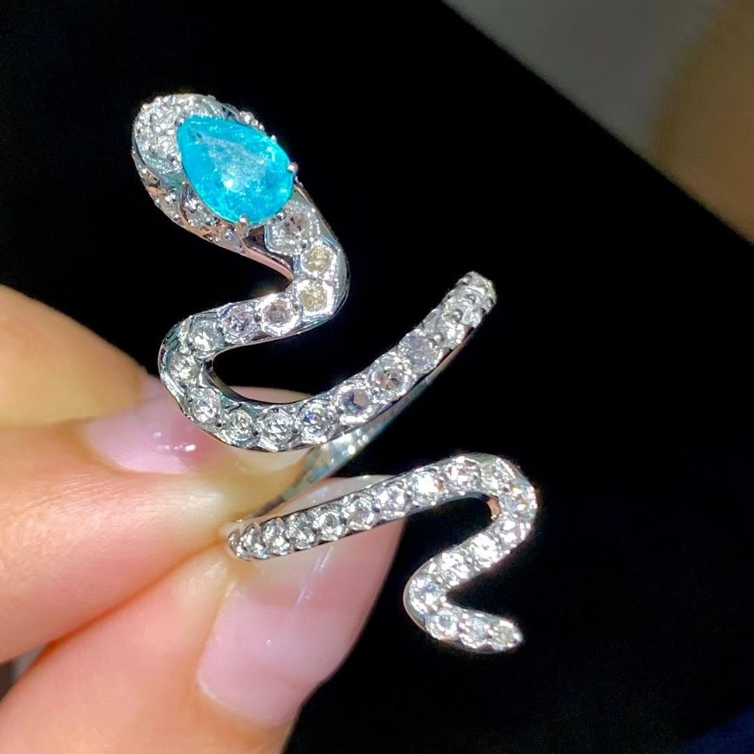 14k Gold 0.55 Ct Natural Paraiba Tourmaline & Diamond Ring - 6