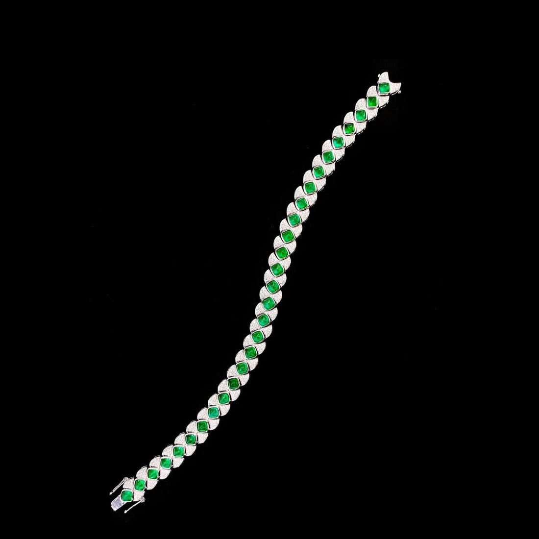 14k Gold 6.17 Ctw Natural Emerald & Diamond Bracelet - 3