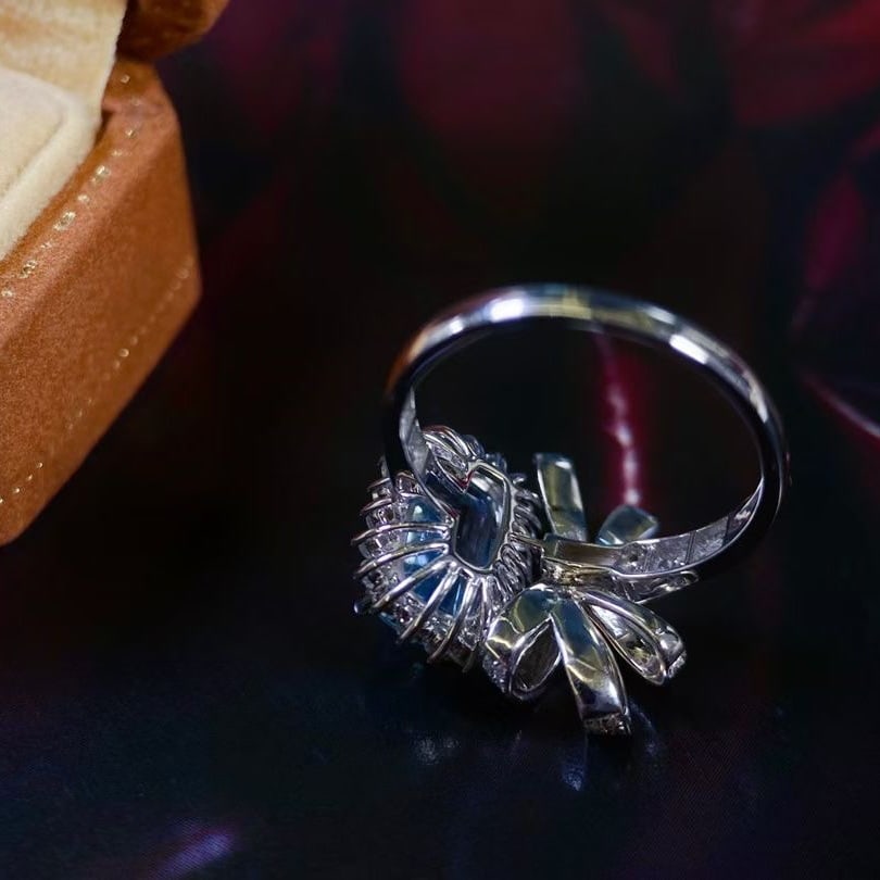 14k Gold 2.75 Ctw Natural Aquamarine & Diamond Ring - 2
