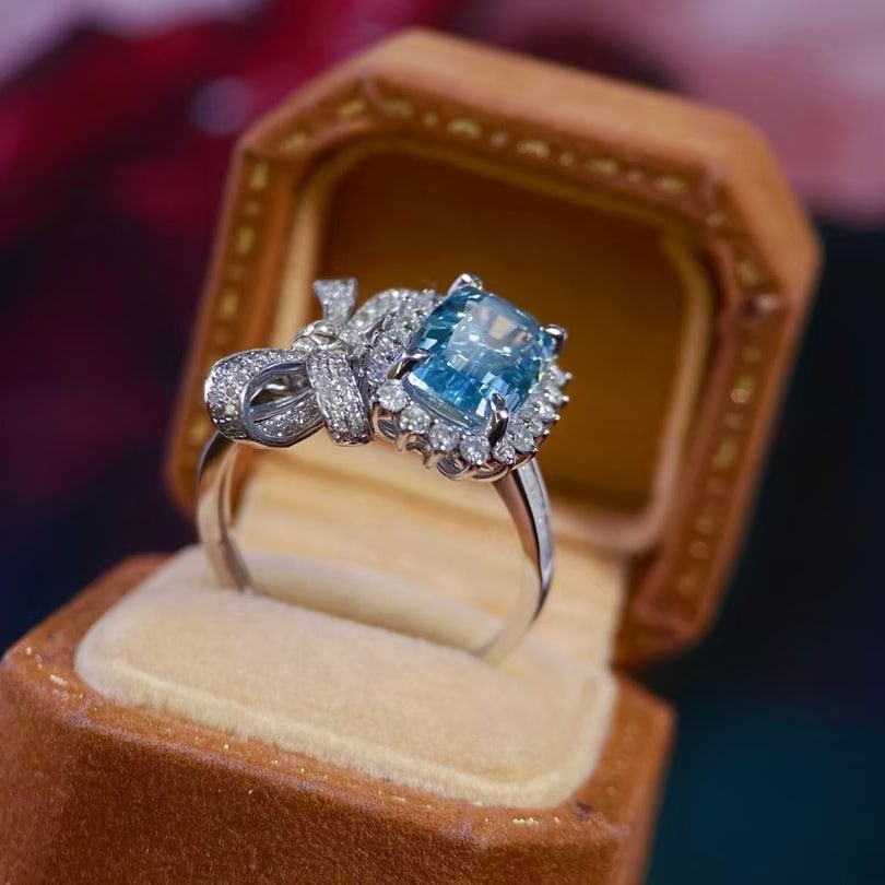 14k Gold 2.75 Ctw Natural Aquamarine & Diamond Ring - 5