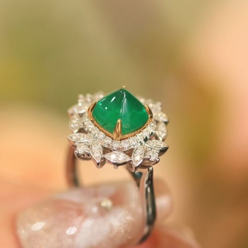 14k Gold 2.89 Ctw Natural Emerald & Diamond Ring/pendant( Without Chain ) - 3