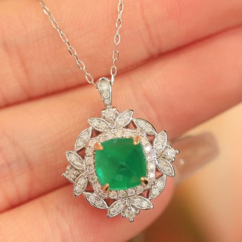 14k Gold 2.89 Ctw Natural Emerald & Diamond Ring/pendant( Without Chain ) - 4
