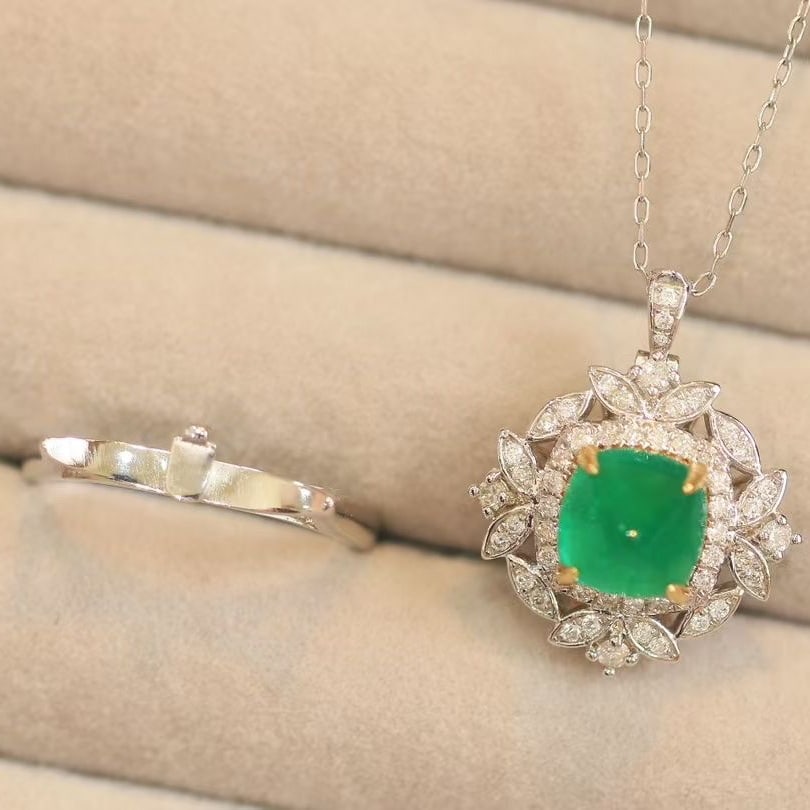 14k Gold 2.89 Ctw Natural Emerald & Diamond Ring/pendant( Without Chain ) - 5