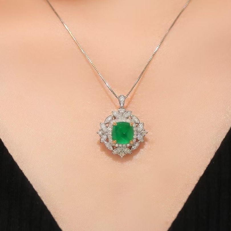 14k Gold 2.89 Ctw Natural Emerald & Diamond Ring/pendant( Without Chain ) - 6