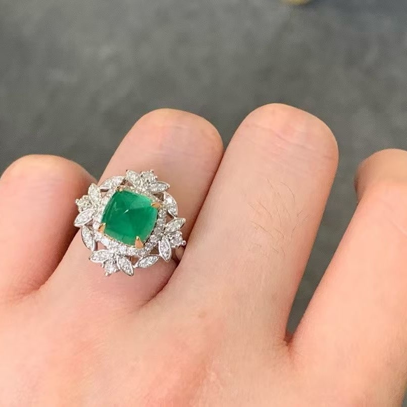 14k Gold 2.89 Ctw Natural Emerald & Diamond Ring/pendant( Without Chain ) - 7