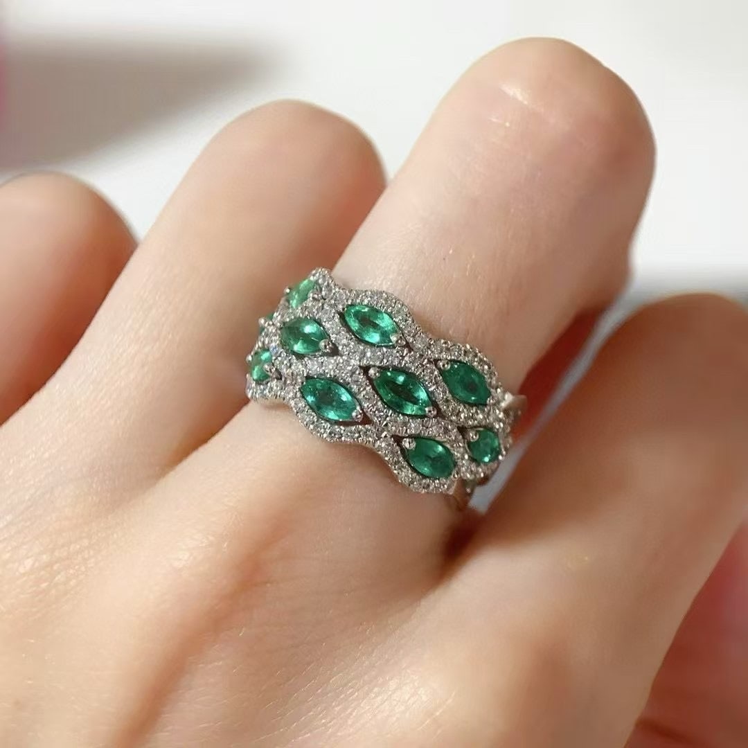14k Gold 1.86 Ctw Natural Emerald & Diamond Ring - 2