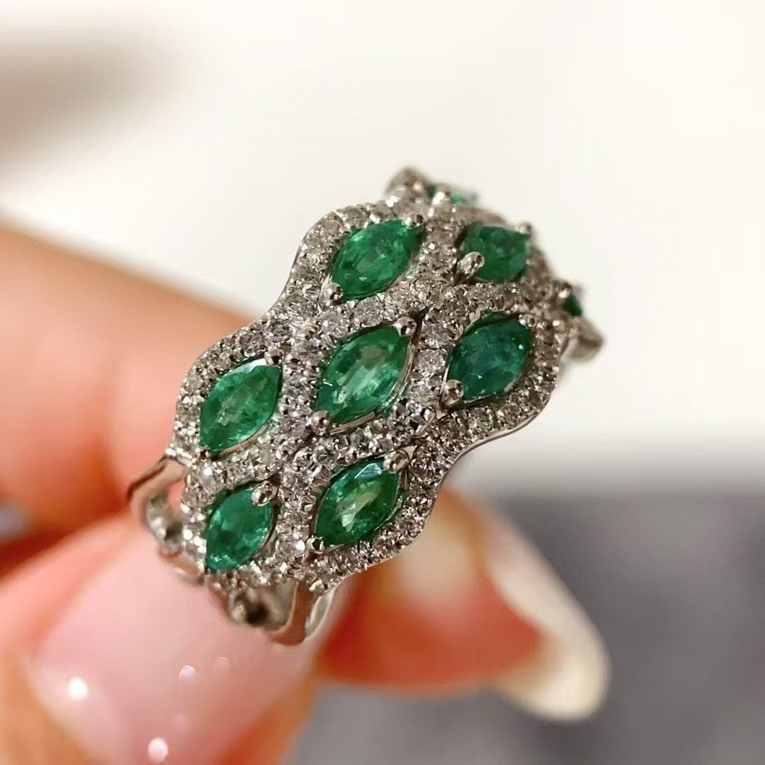 14k Gold 1.86 Ctw Natural Emerald & Diamond Ring - 3