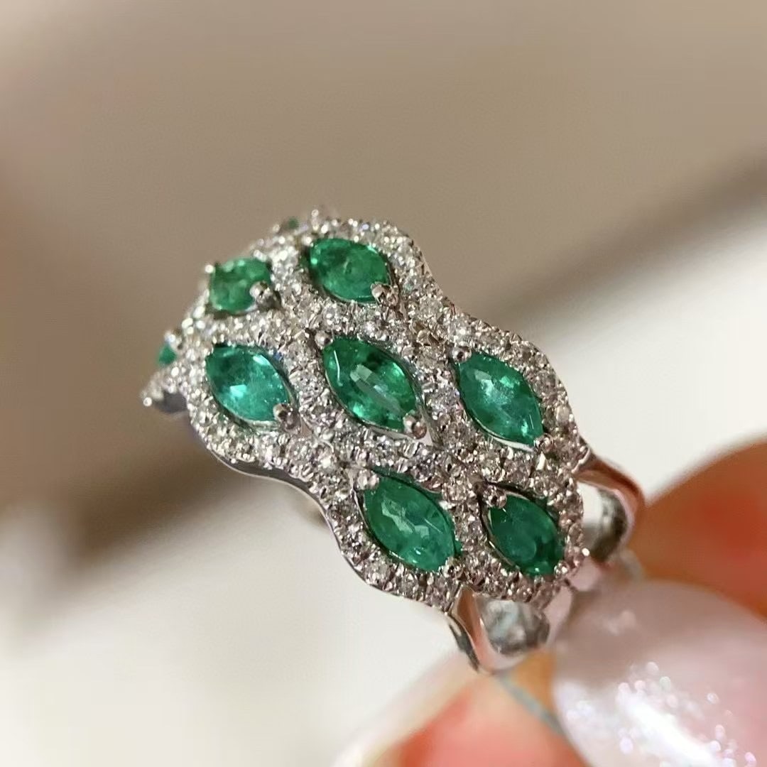 14k Gold 1.86 Ctw Natural Emerald & Diamond Ring - 5