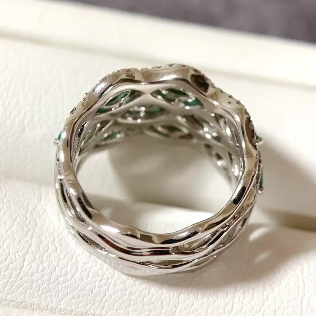 14k Gold 1.86 Ctw Natural Emerald & Diamond Ring - 6