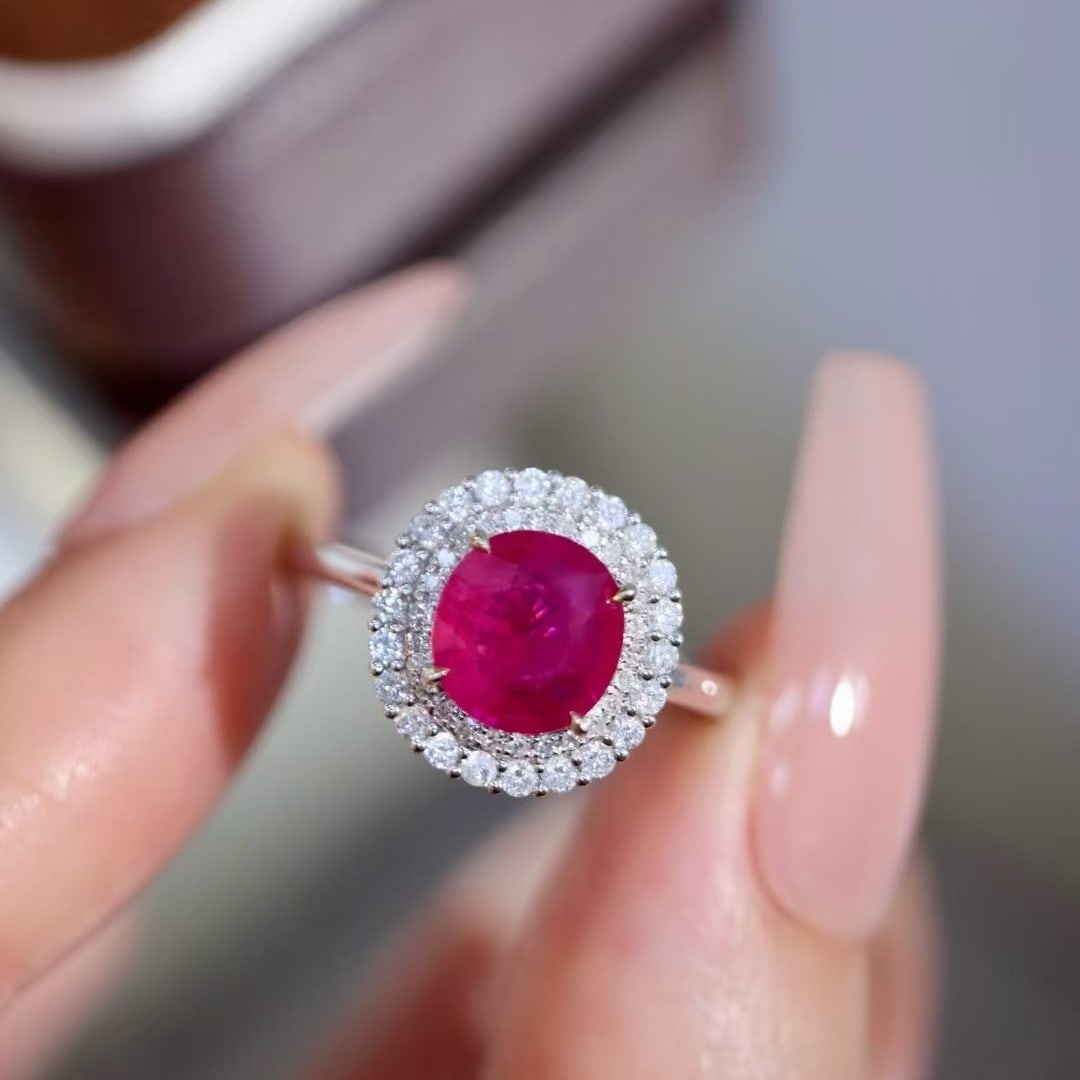 14k Gold 1.97 Ctw Natural Ruby & Diamond Ring - 2