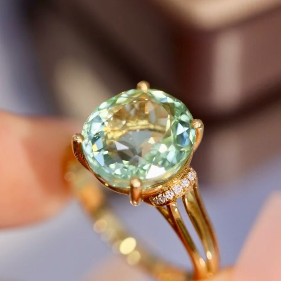 14k Gold 4.45 Ctw Natural Tourmaline & Diamond Ring - 2