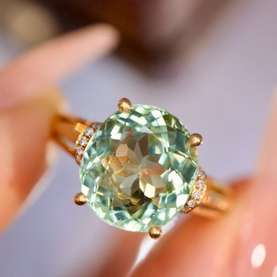14k Gold 4.45 Ctw Natural Tourmaline & Diamond Ring - 8