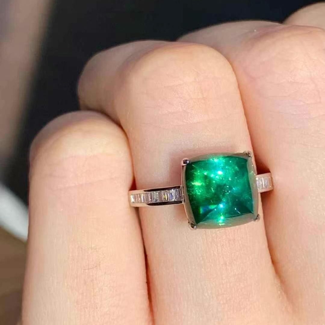 14k Gold 4.75 Ct Natural Emerald & Diamond Ring - 5