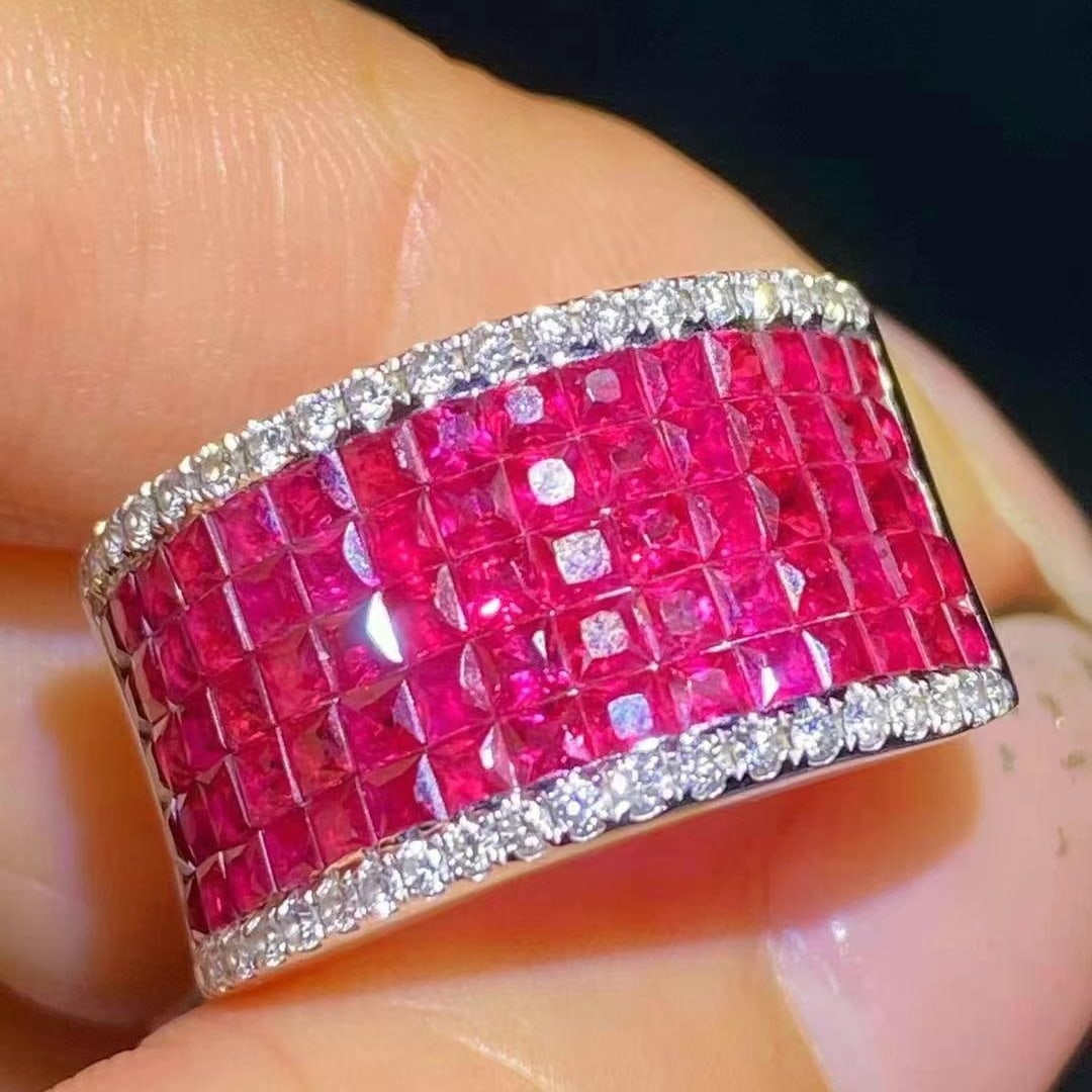 14k Gold 3.5 Ctw Natural Ruby & Diamond Ring - 2