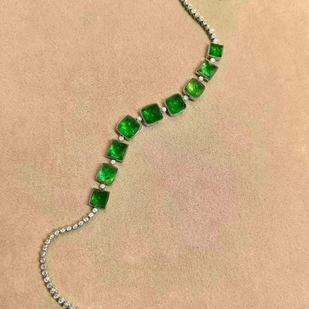 14k Gold 10.53 Ctw Natural Emerald & Diamond Bracelet - 5