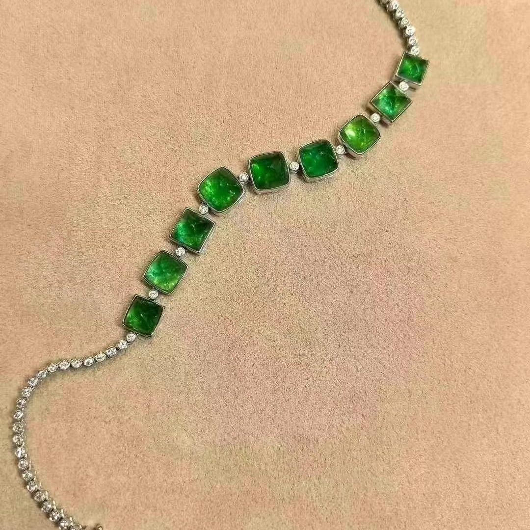 14k Gold 10.53 Ctw Natural Emerald & Diamond Bracelet - 6