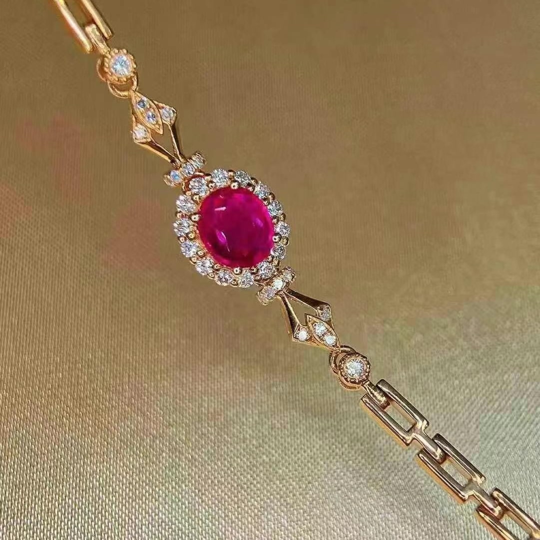 14k Gold 0.72 Ctw Natural Ruby & Diamond Bracelet - 4