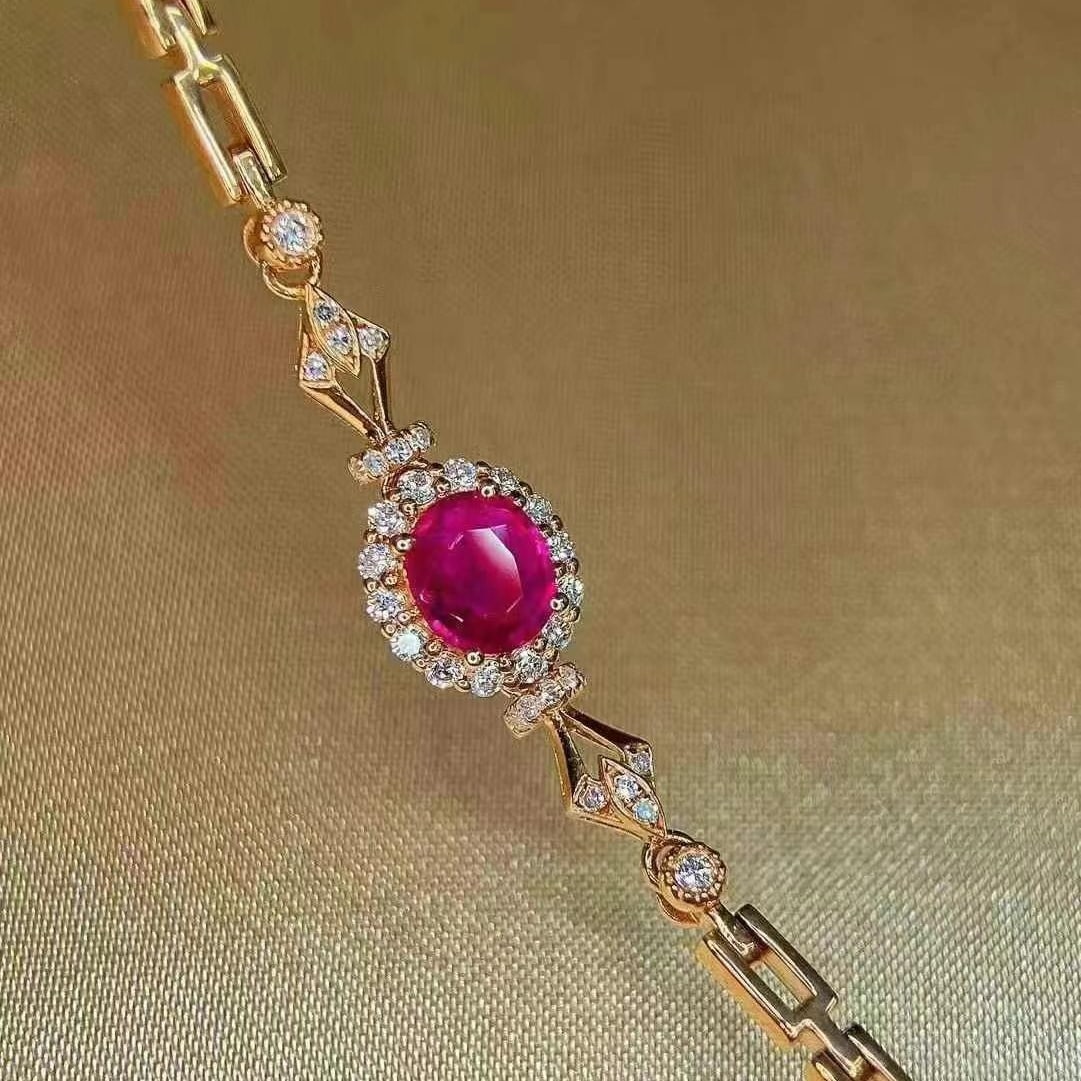 14k Gold 0.72 Ctw Natural Ruby & Diamond Bracelet - 5