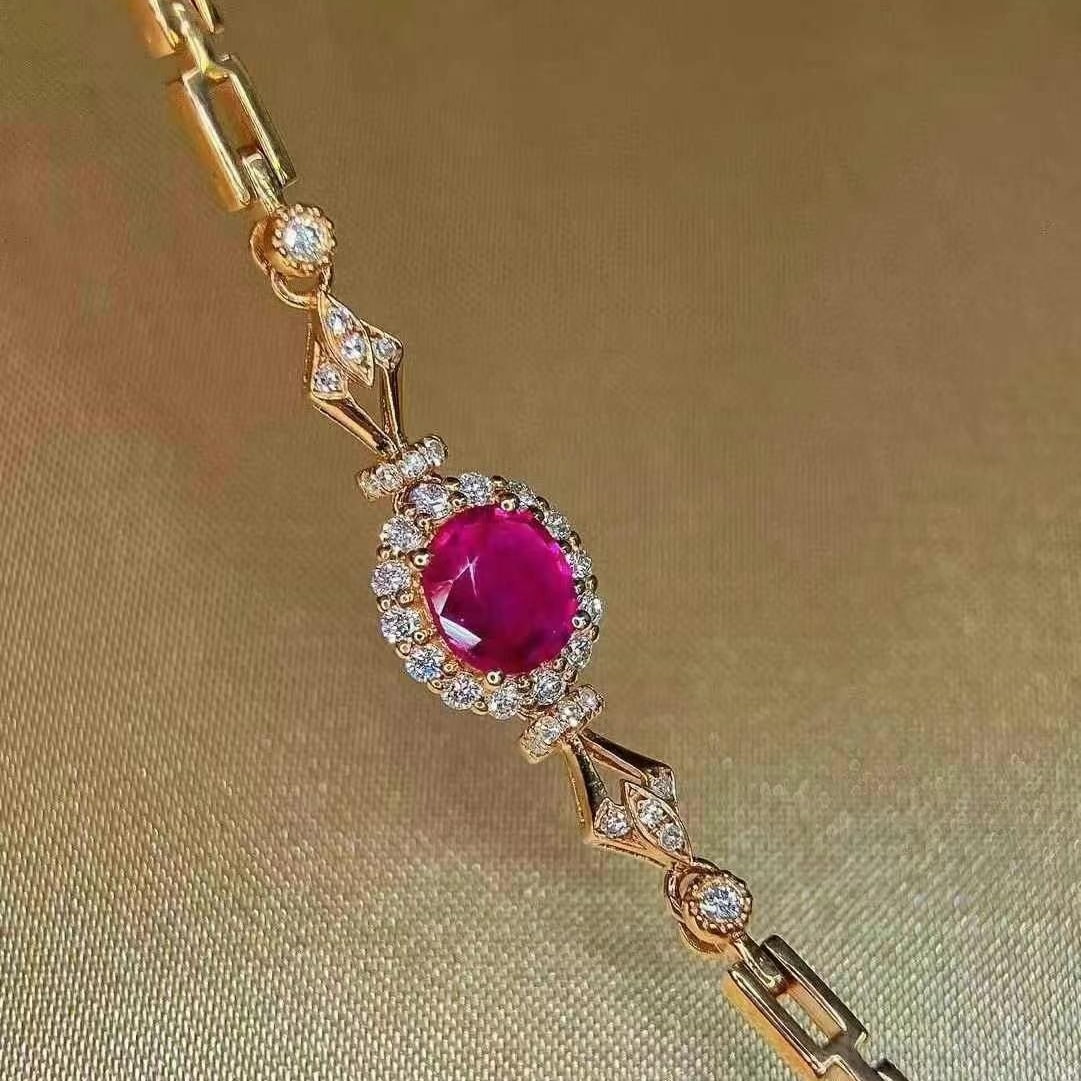 14k Gold 0.72 Ctw Natural Ruby & Diamond Bracelet - 6