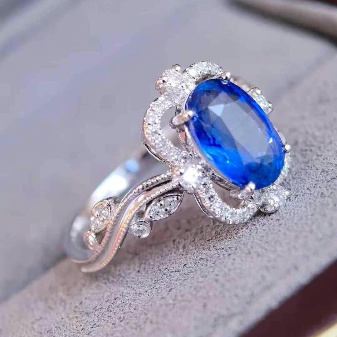 14k Gold 2.40 Ctw Natural Sapphire & Diamond Ring - 2