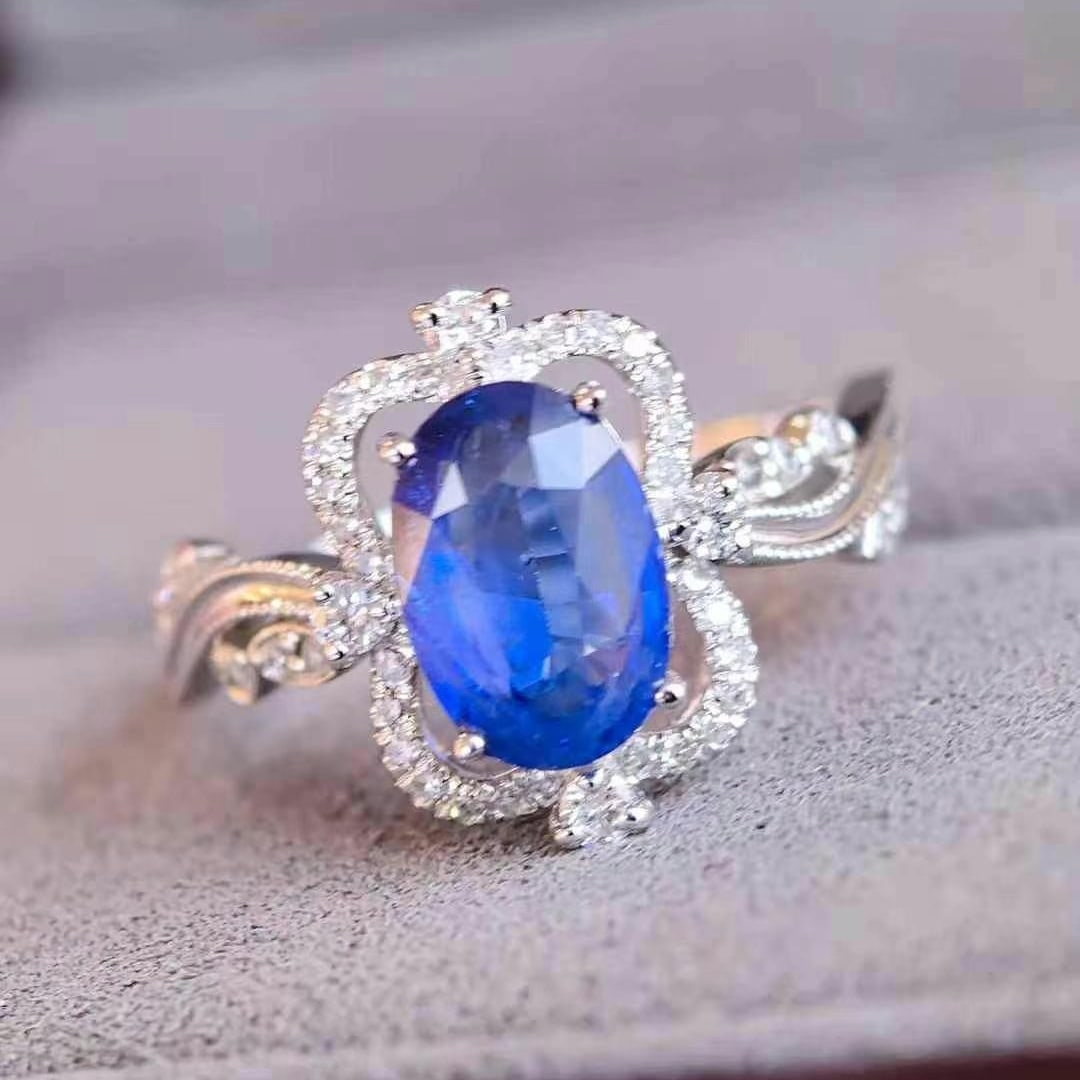 14k Gold 2.40 Ctw Natural Sapphire & Diamond Ring - 3
