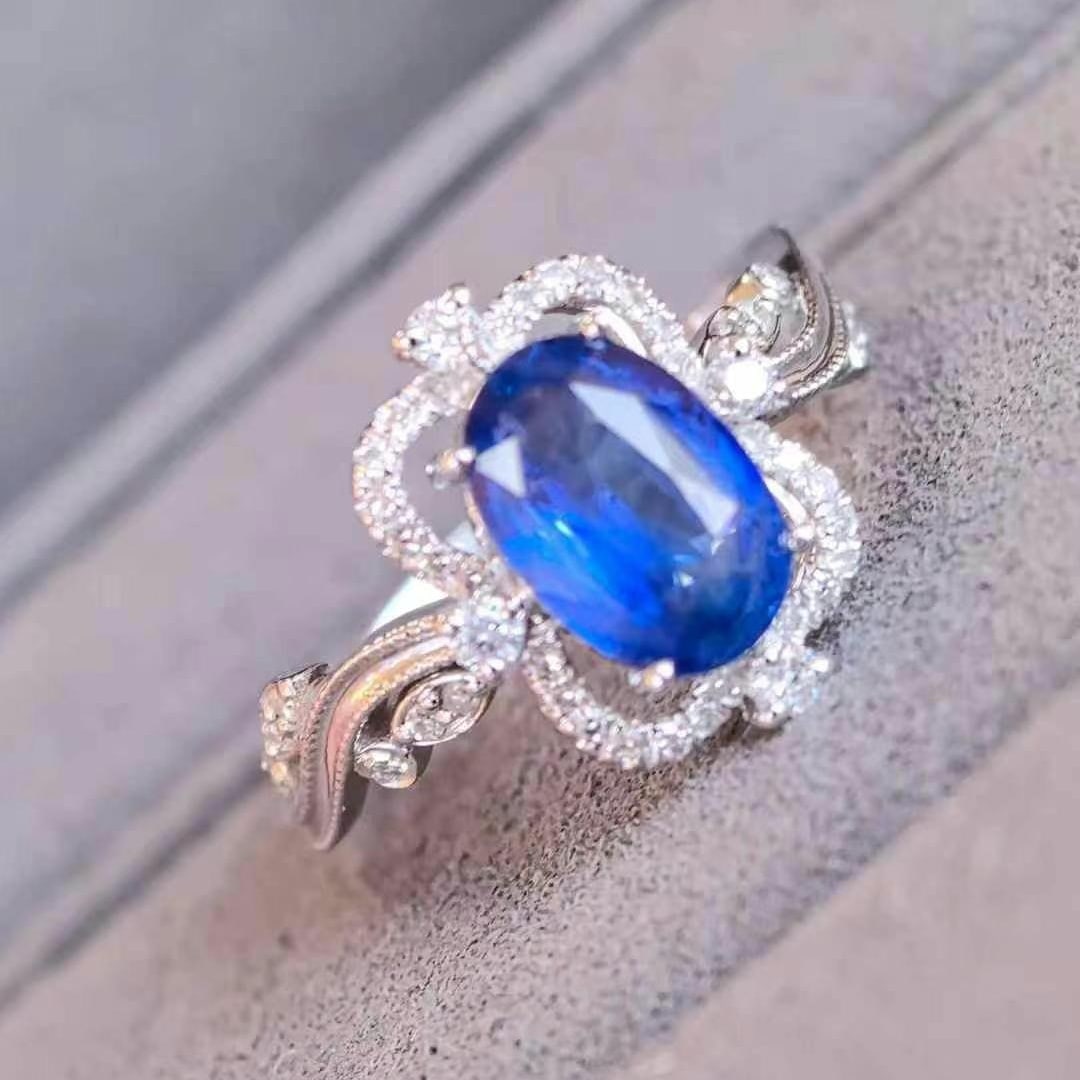 14k Gold 2.40 Ctw Natural Sapphire & Diamond Ring - 4