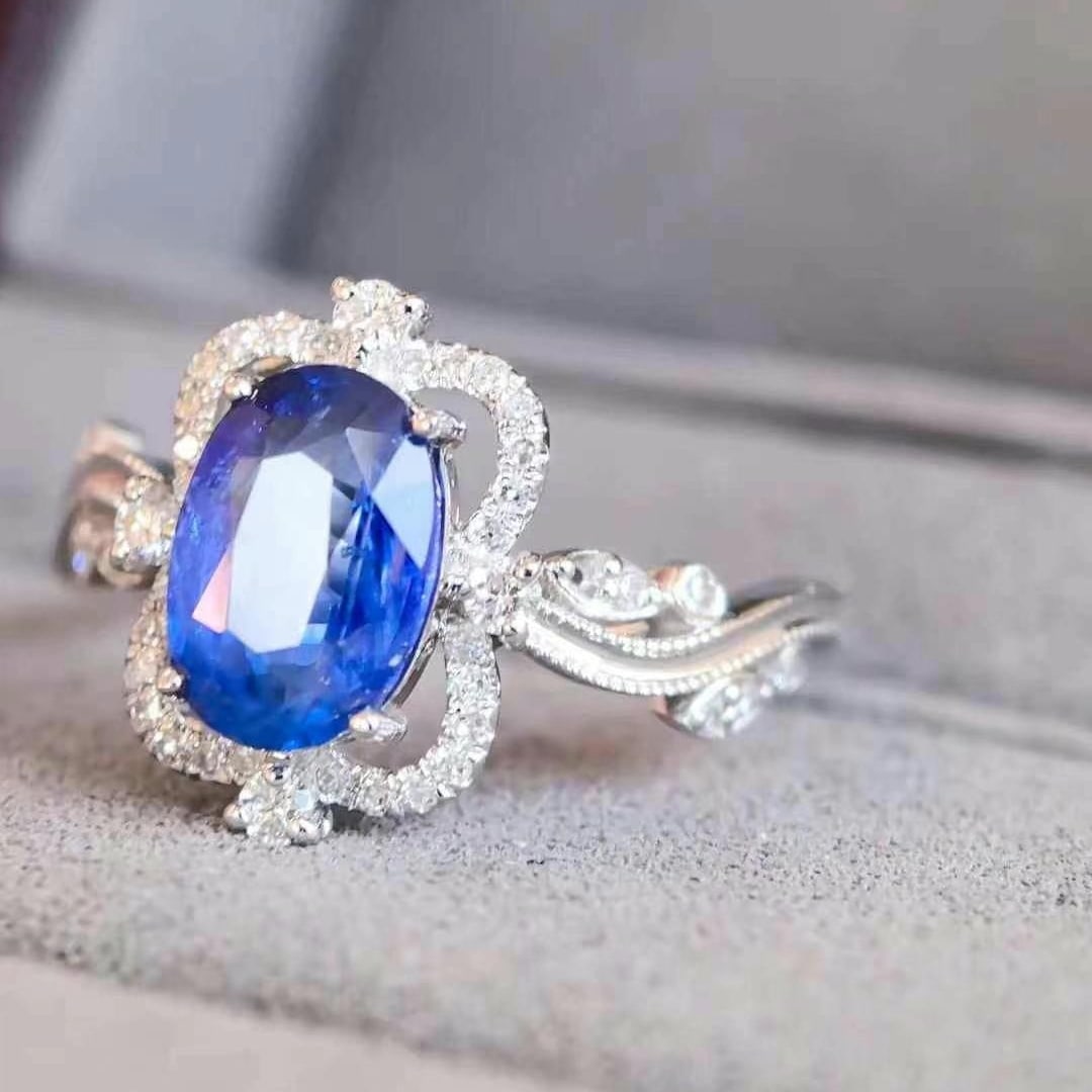 14k Gold 2.40 Ctw Natural Sapphire & Diamond Ring - 5