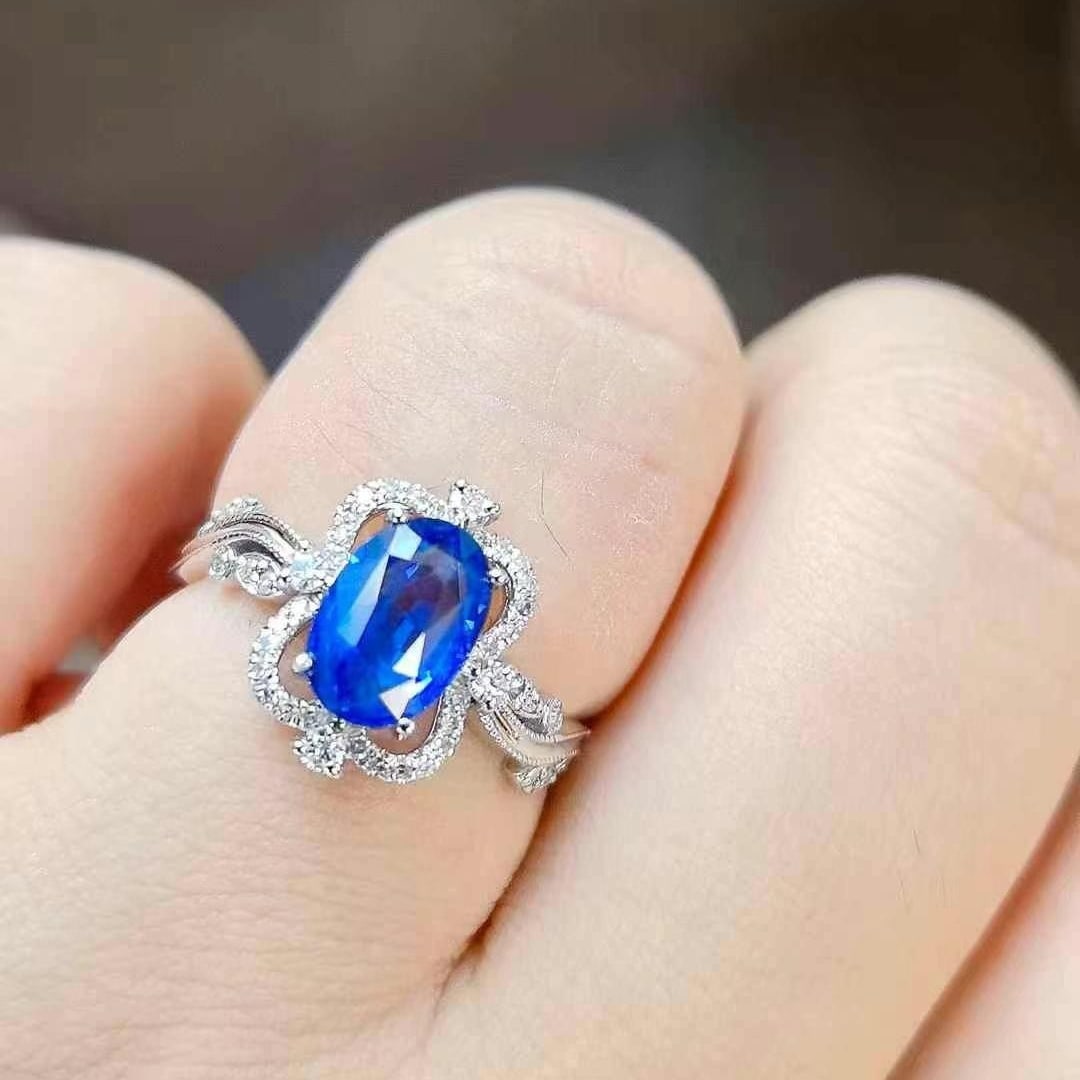 14k Gold 2.40 Ctw Natural Sapphire & Diamond Ring - 6